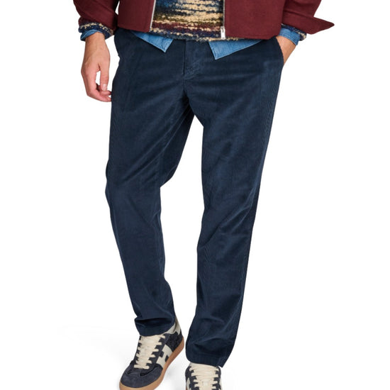 Corduroy Navy Trousers Straight Fit