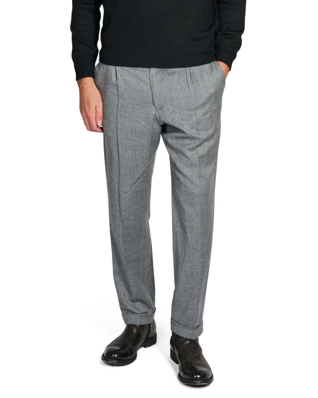 Isolas Flannel Grey Melange Drawstring Trousers