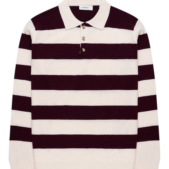 Ken Button Knit Wool Blend Polo Collar Pullover Bordeaux