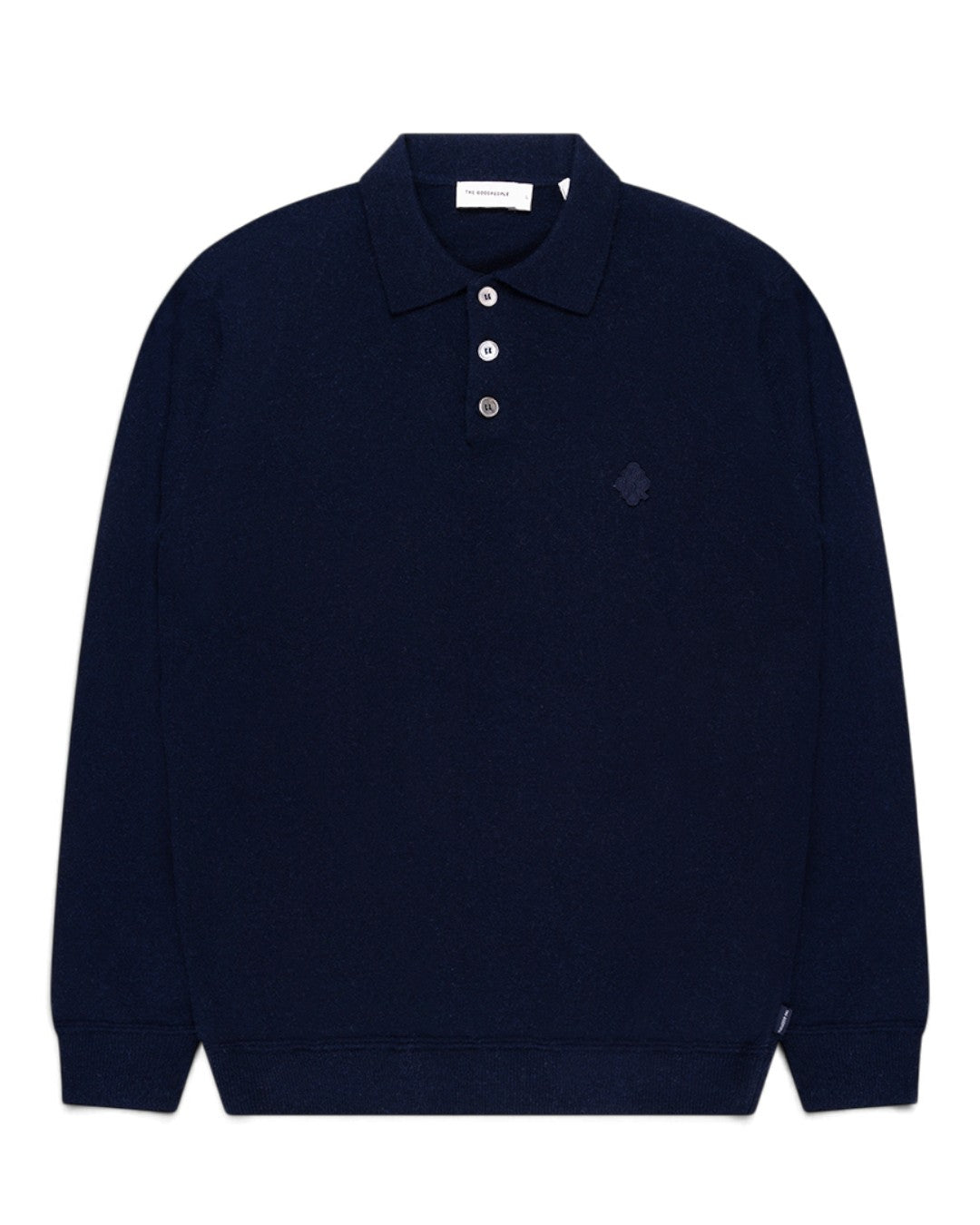 Ken Button Knit Wool Blend Polo Collar Pullover Navy