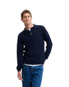 Ken Button Knit Wool Blend Polo Collar Pullover Navy