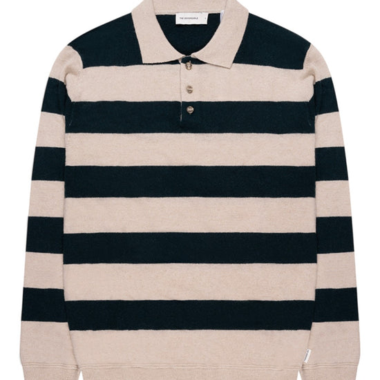 Ken Button Knit Wool Blend Polo Collar Pullover Urban Green