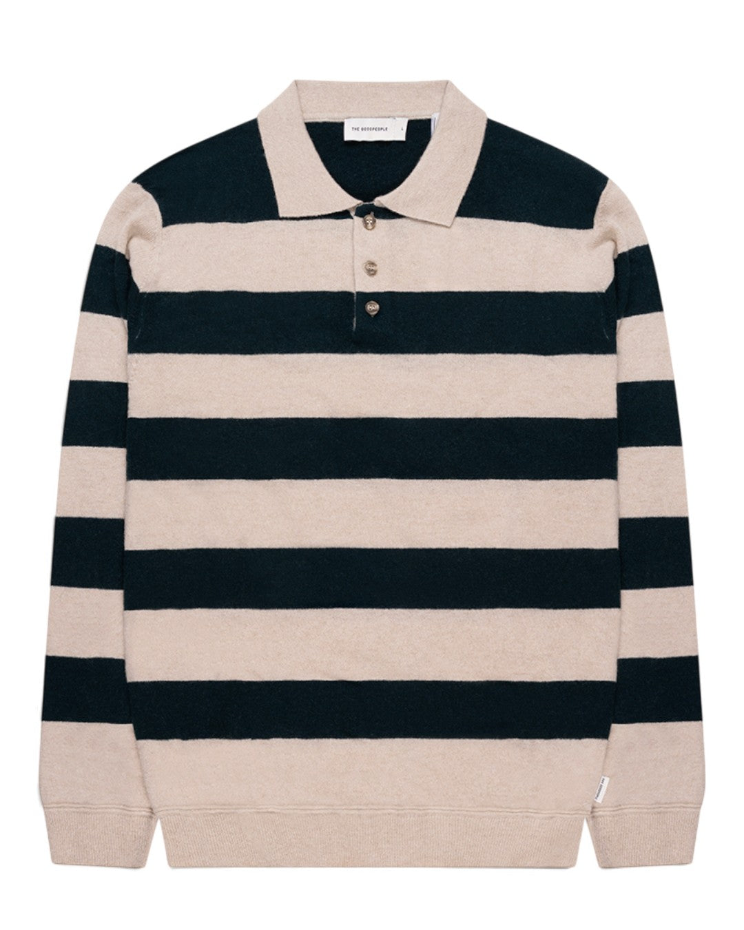 Ken Button Knit Wool Blend Polo Collar Pullover Urban Green