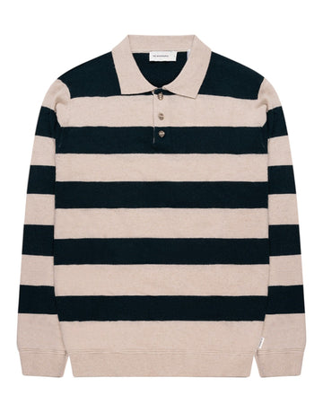 Ken Button Knit Wool Blend Polo Collar Pullover Urban Green