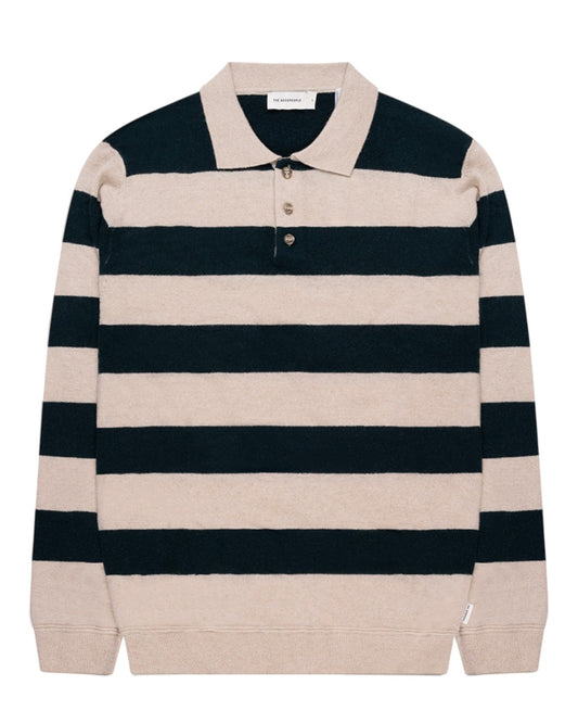 Ken Button Knit Wool Blend Polo Collar Pullover Urban Green