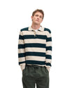 Ken Button Knit Wool Blend Polo Collar Pullover Urban Green