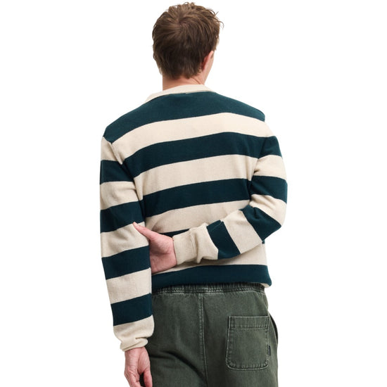 Ken Button Knit Wool Blend Polo Collar Pullover Urban Green