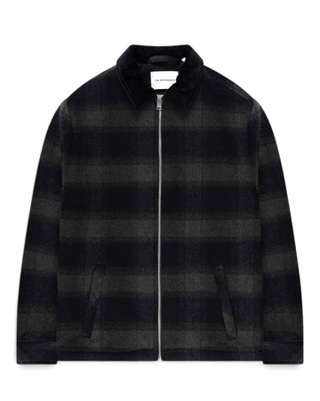 Sand Wool Blend Regular Fit Jacket Dark Green Checkered