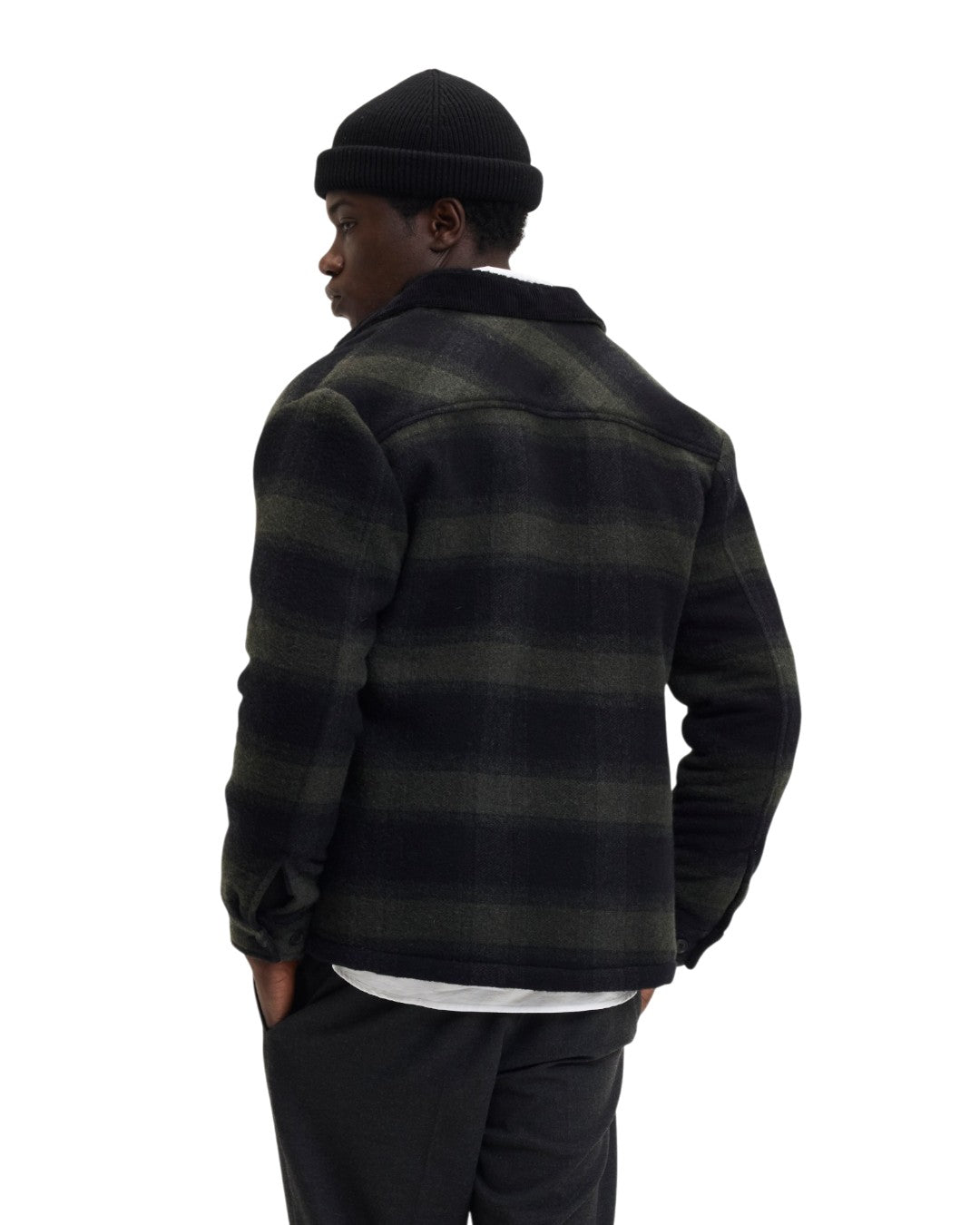 Sand Wool Blend Regular Fit Jacket Dark Green Checkered