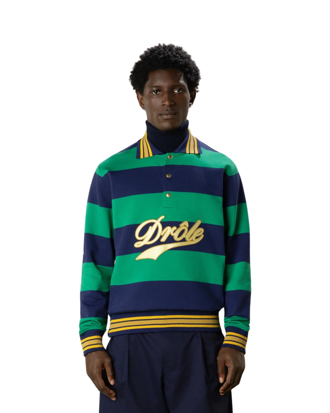 Dr�le Embroidered Stripes Polo Green