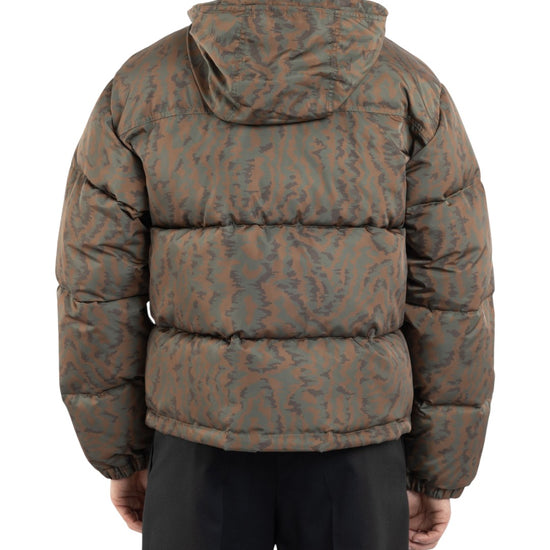 Slogan Moir� Puffer Jacket Khaki