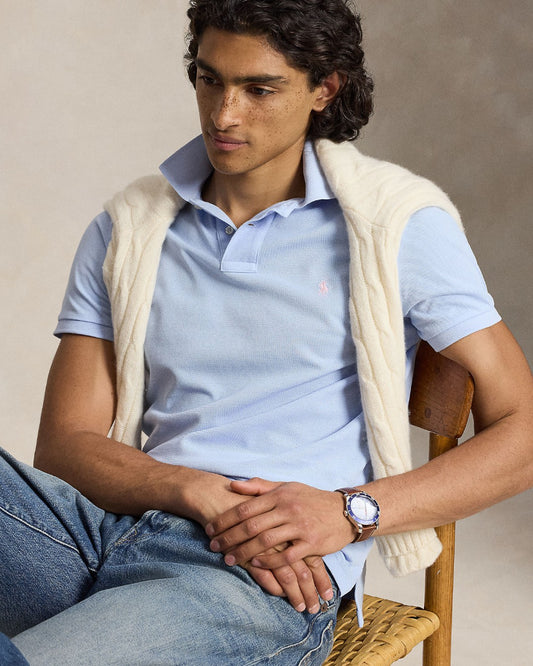 Mesh SS Polo Pebble Blue