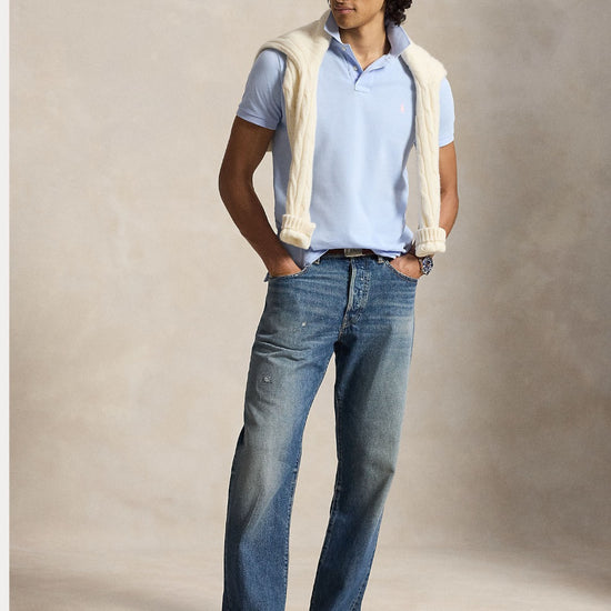 Mesh SS Polo Pebble Blue