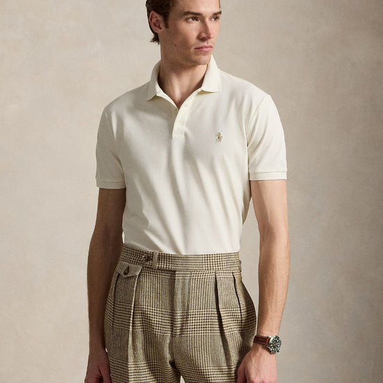 Stretch Mesh  SS Polo Pale Cream