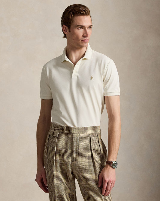 Stretch Mesh  SS Polo Pale Cream