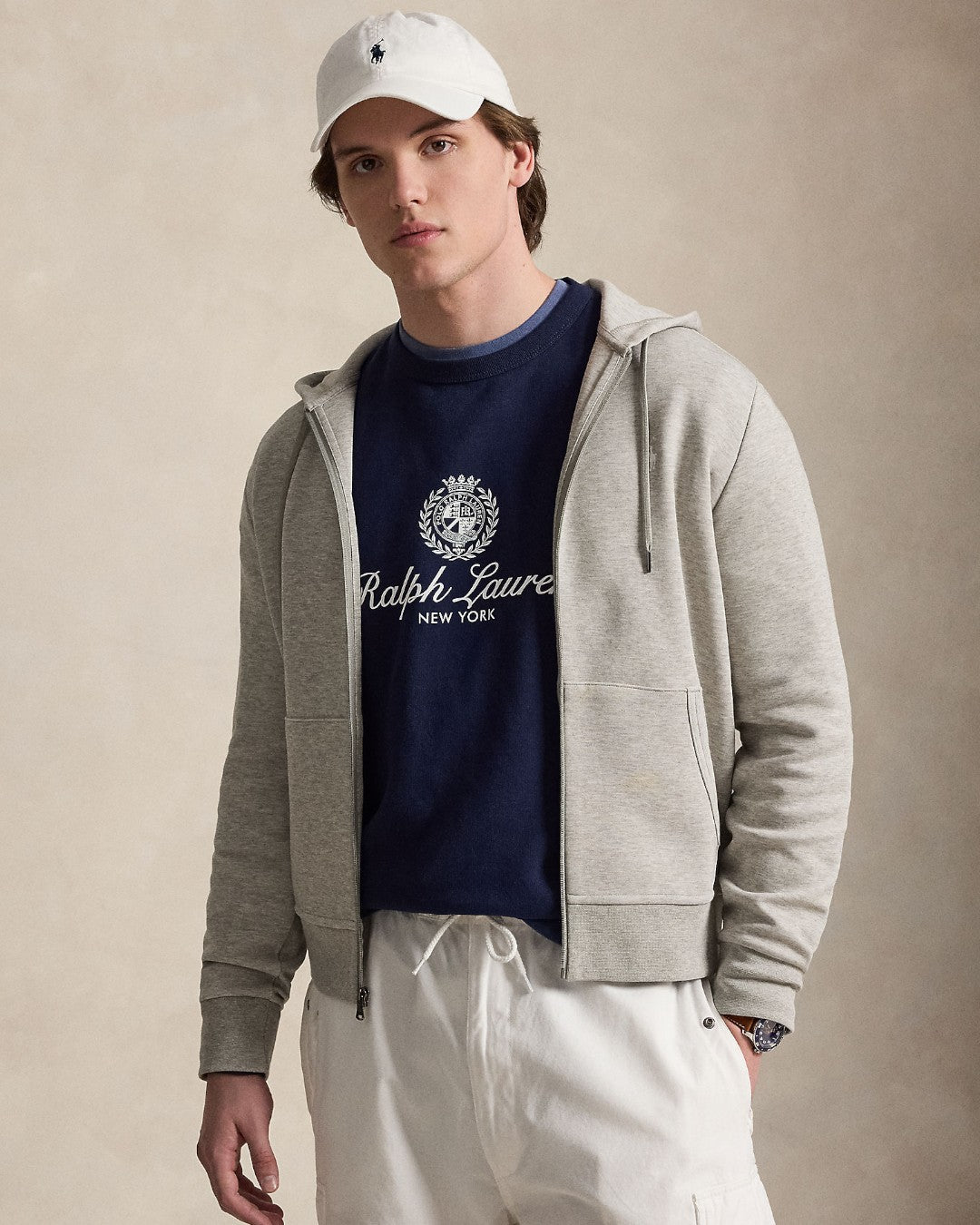 Double Knit Full Zip Hoodie Dark Sport Heather