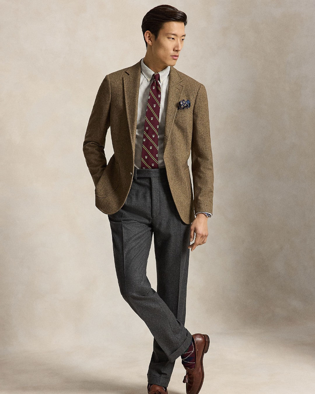Classic Oxford Sport Shirt Nutmeg Brown White