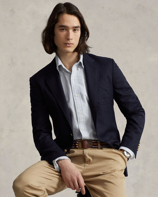Classic Oxford Sport Shirt Blue White Stripe