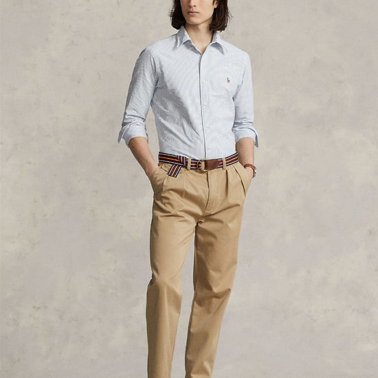 Classic Oxford Sport Shirt Blue White Stripe