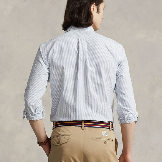 Classic Oxford Sport Shirt Blue White Stripe