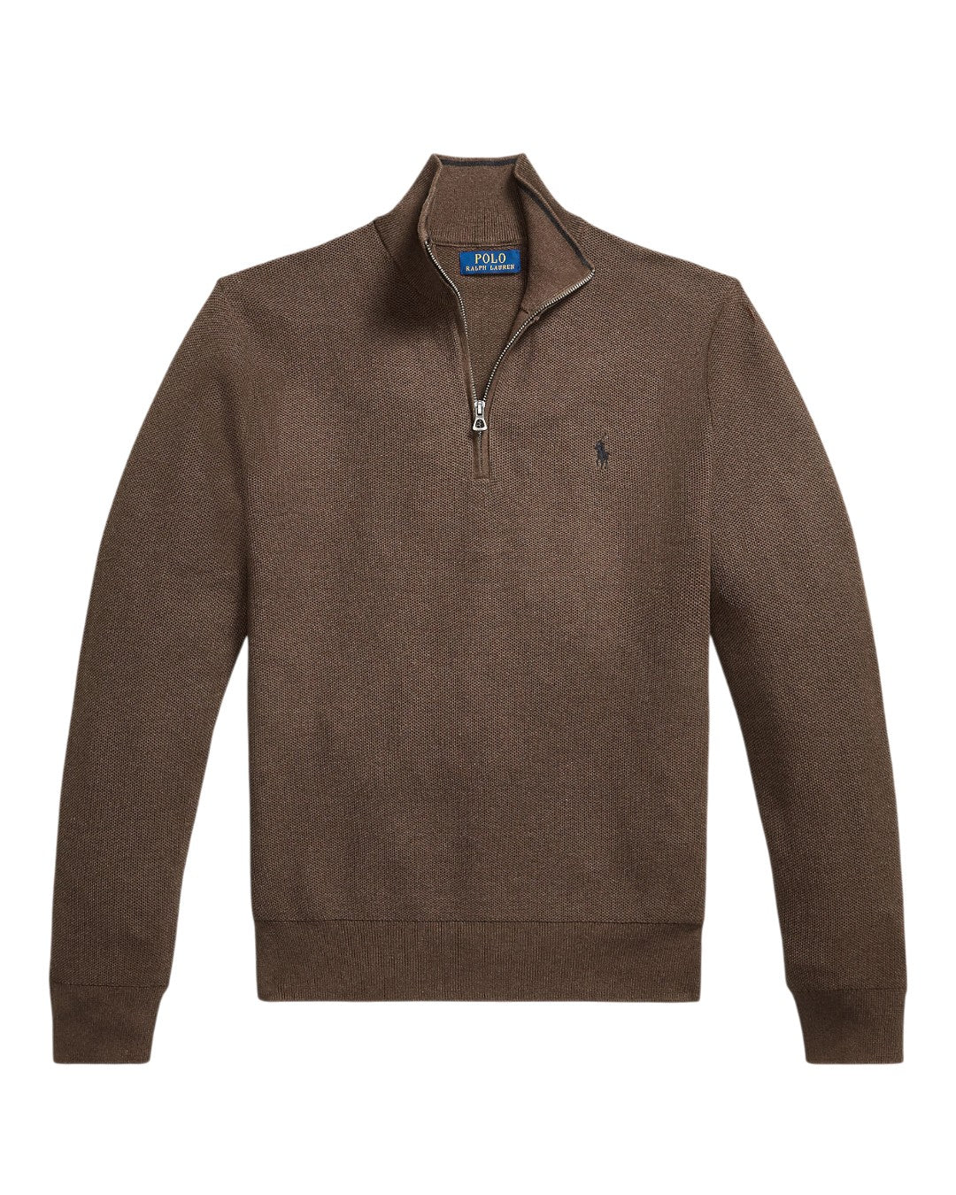 Cotton Half Zip Sweater Nutmeg Brown Heather