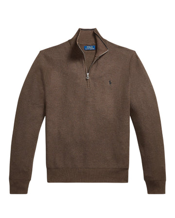 Cotton Half Zip Sweater Nutmeg Brown Heather