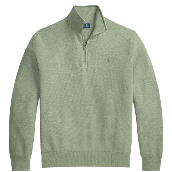 Cotton Half Zip Sweater Fern Green Heather
