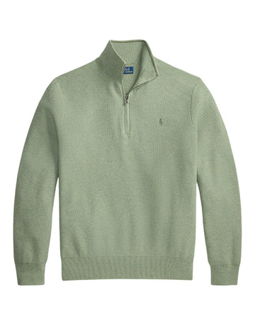 Cotton Half Zip Sweater Fern Green Heather