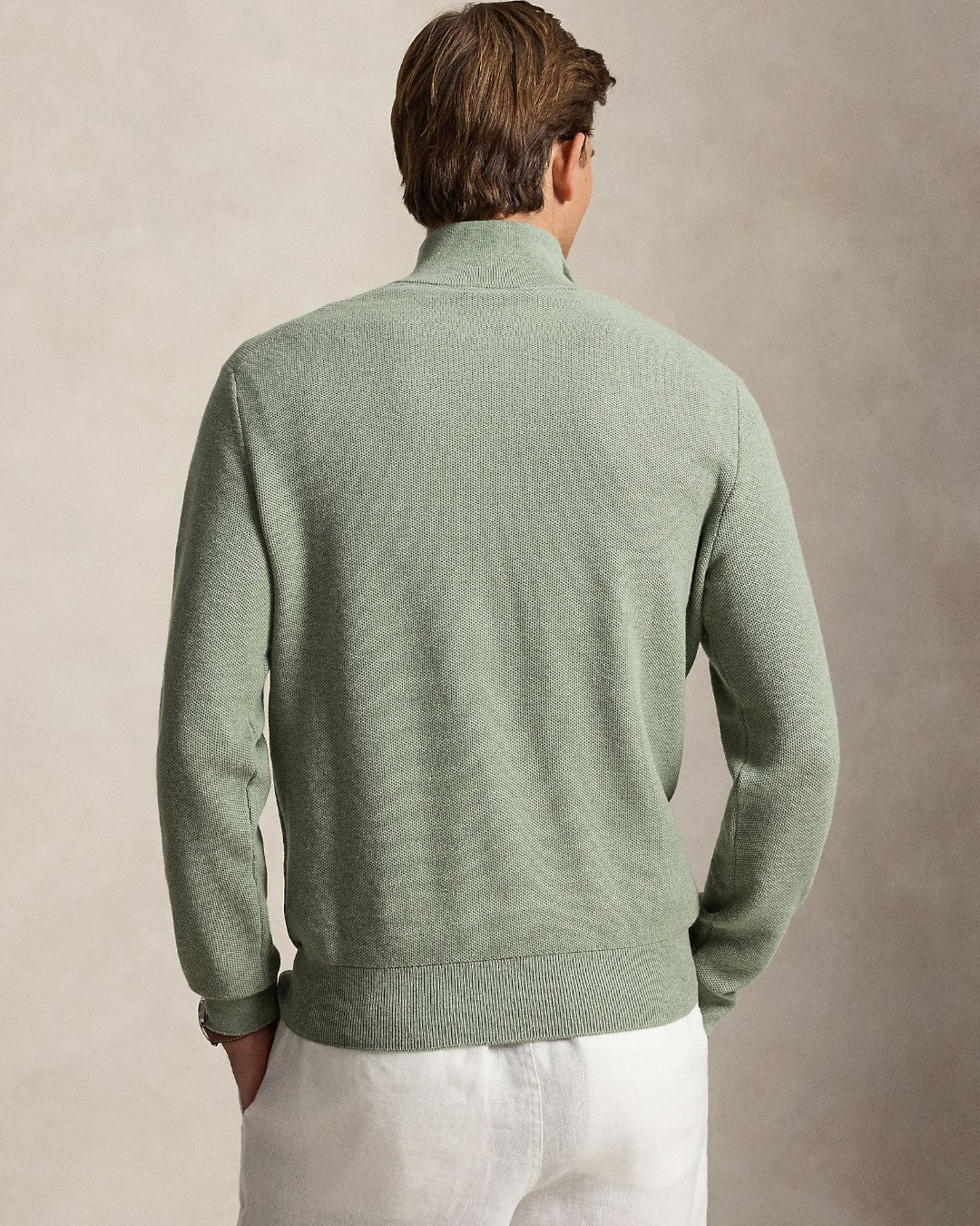 Cotton Half Zip Sweater Fern Green Heather