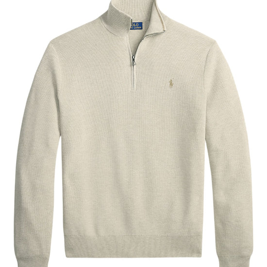 Cotton Half Zip Sweater Light Walnut Brown Heather