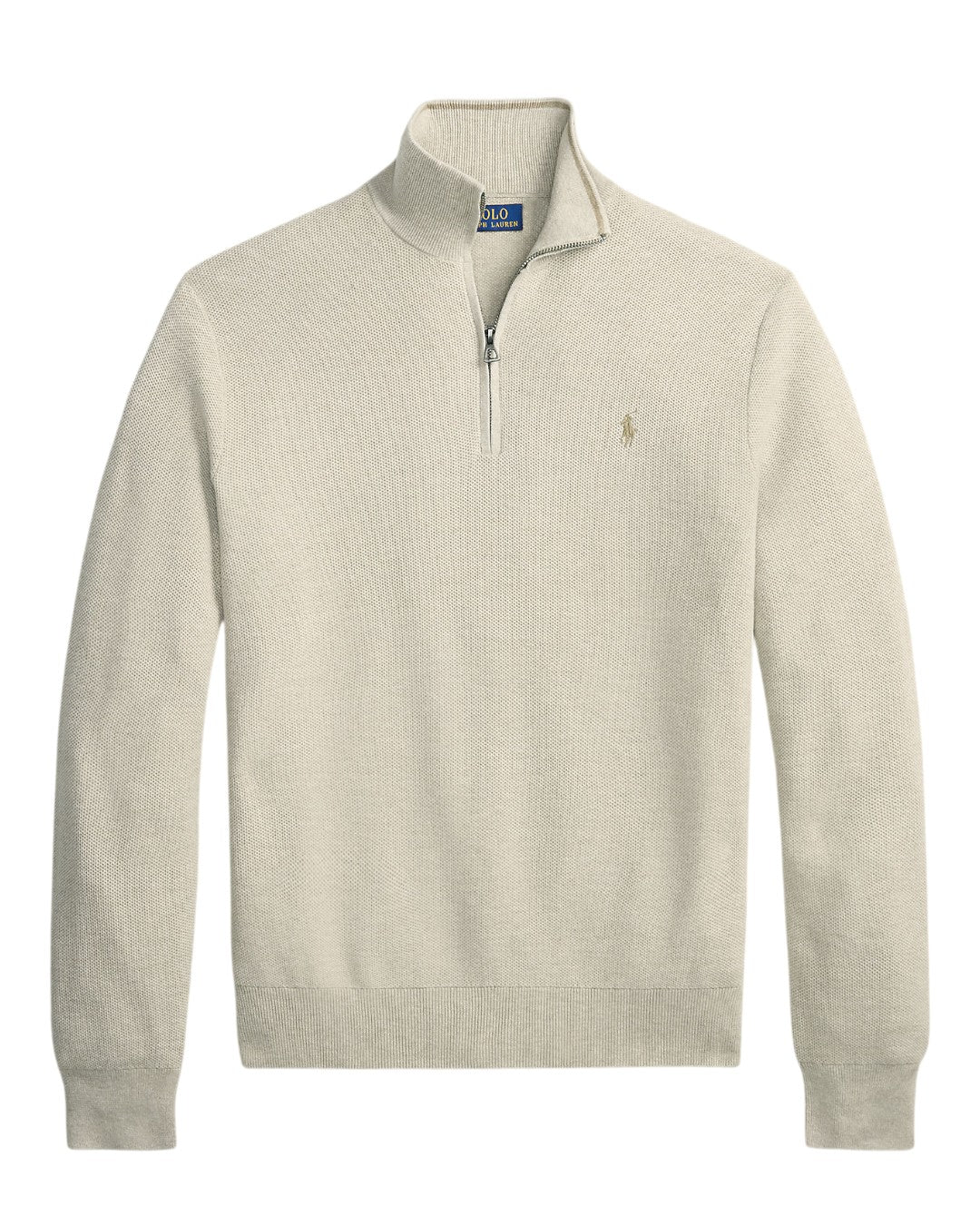 Cotton Half Zip Sweater Light Walnut Brown Heather