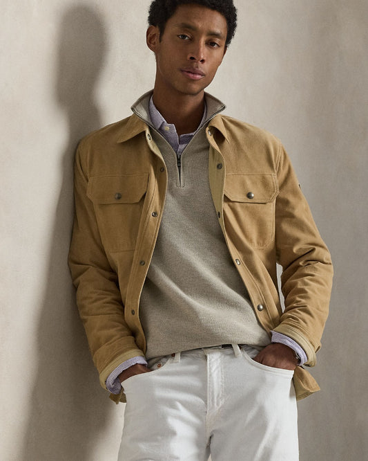 Cotton Half Zip Sweater Light Walnut Brown Heather