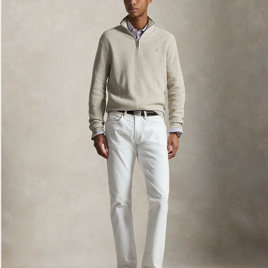 Cotton Half Zip Sweater Light Walnut Brown Heather