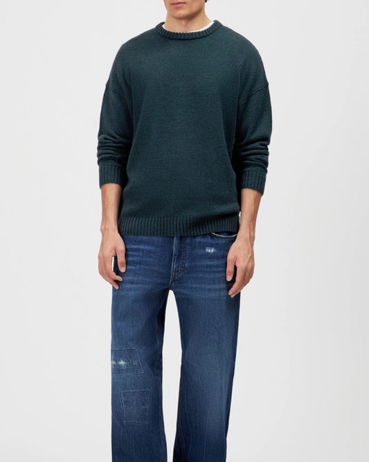Malio Wool Alpaca Blend Round Neck Pullover Green
