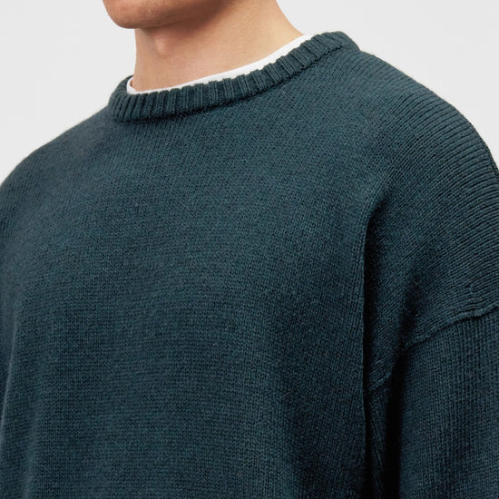 Malio Wool Alpaca Blend Round Neck Pullover Green