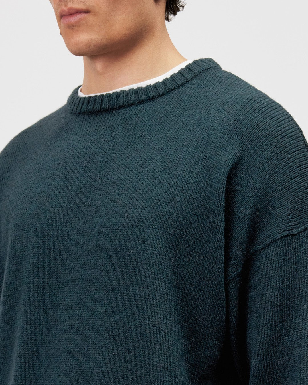 Malio Wool Alpaca Blend Round Neck Pullover Green