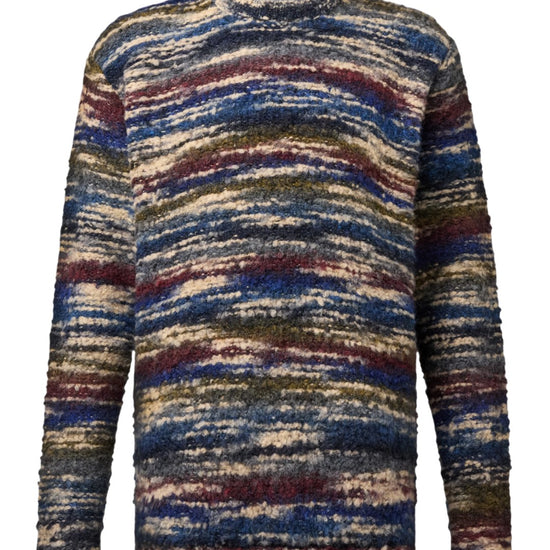 Leando Wool Blend Round Neck Pullover Blue