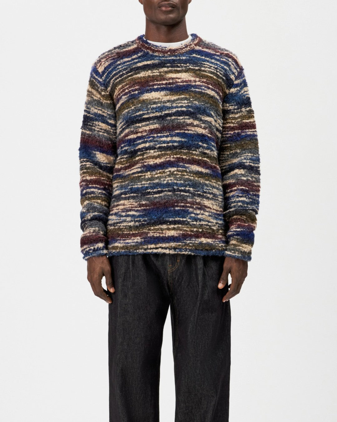Leando Wool Blend Round Neck Pullover Blue