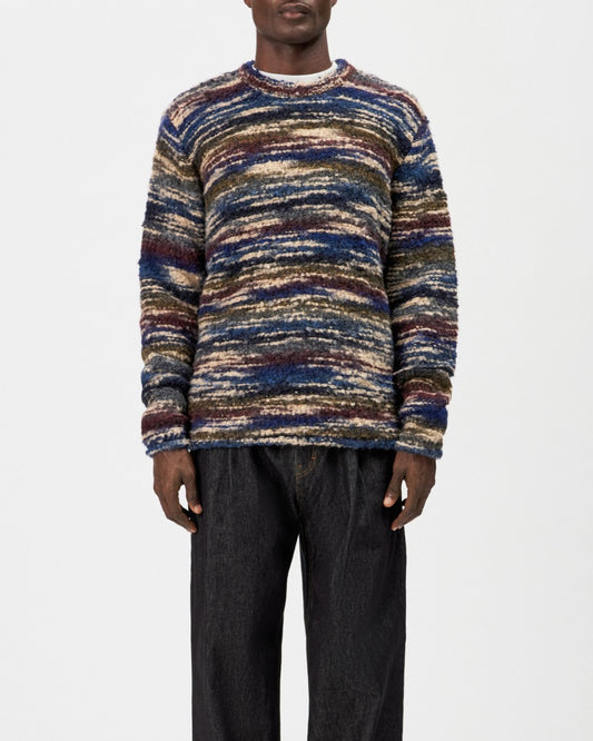 Leando Wool Blend Round Neck Pullover Blue