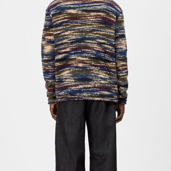 Leando Wool Blend Round Neck Pullover Blue