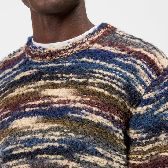 Leando Wool Blend Round Neck Pullover Blue