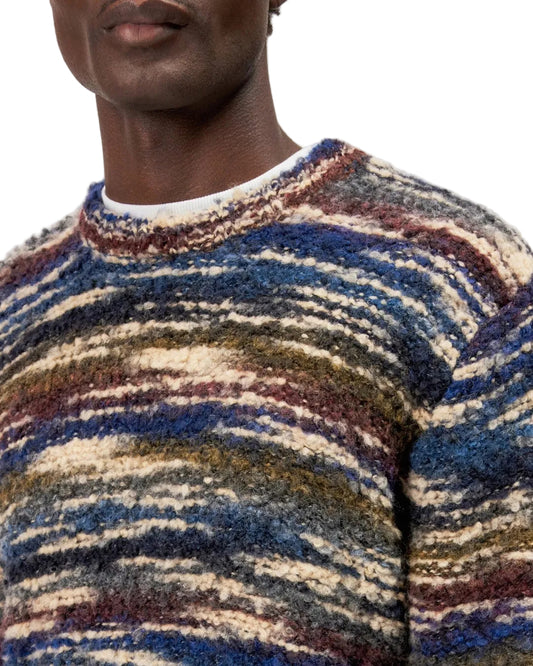 Leando Wool Blend Round Neck Pullover Blue