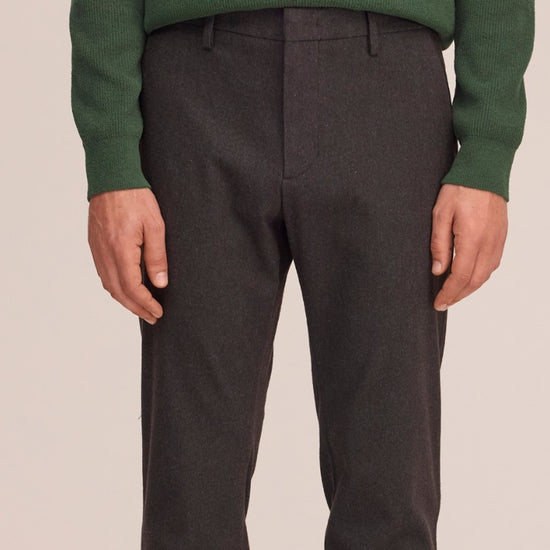 Theo Melange Twill Slim Fit Trousers Truffle