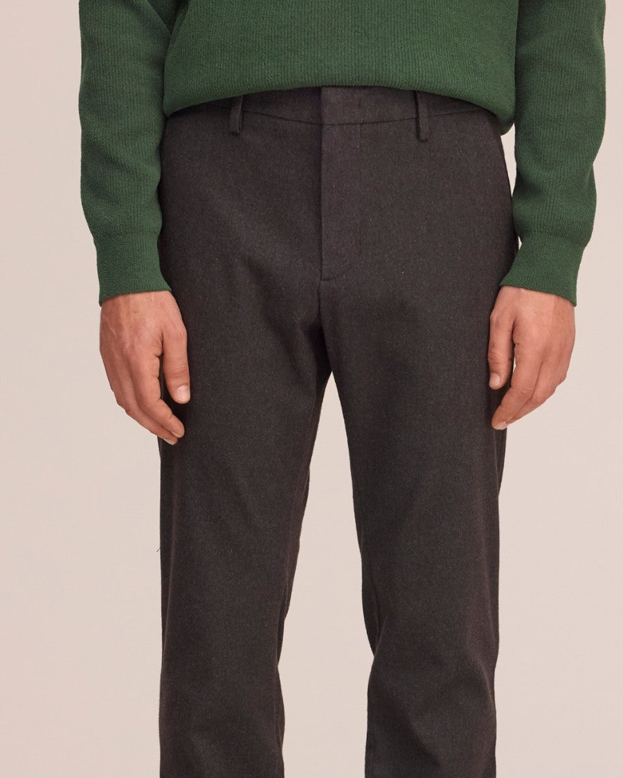 Theo Melange Twill Slim Fit Trousers Truffle