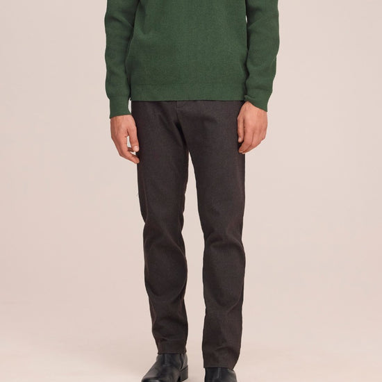 Theo Melange Twill Slim Fit Trousers Truffle