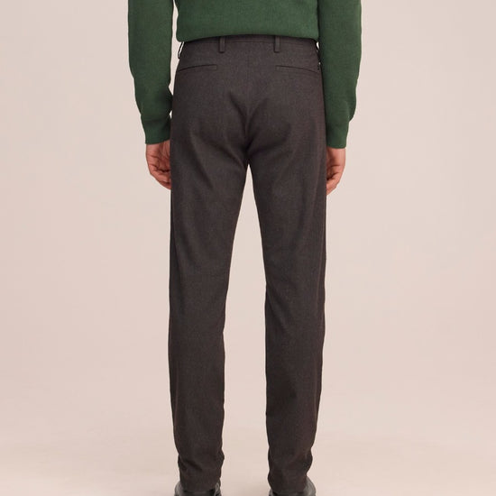 Theo Melange Twill Slim Fit Trousers Truffle