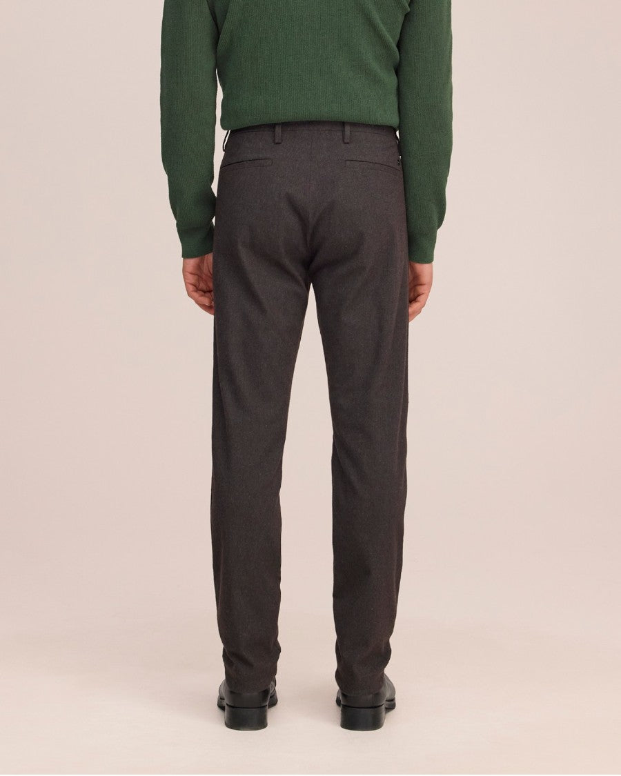 Theo Melange Twill Slim Fit Trousers Truffle