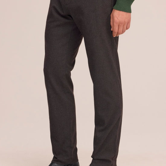 Theo Melange Twill Slim Fit Trousers Truffle