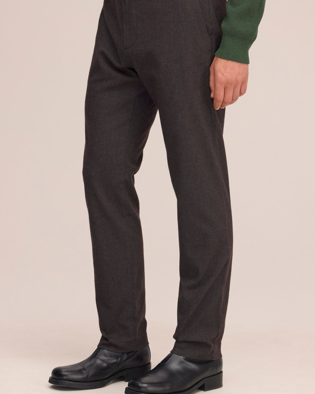 Theo Melange Twill Slim Fit Trousers Truffle