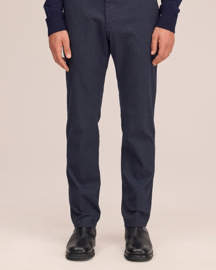 Theo Melange Twill Slim Fit Trousers Deep Navy